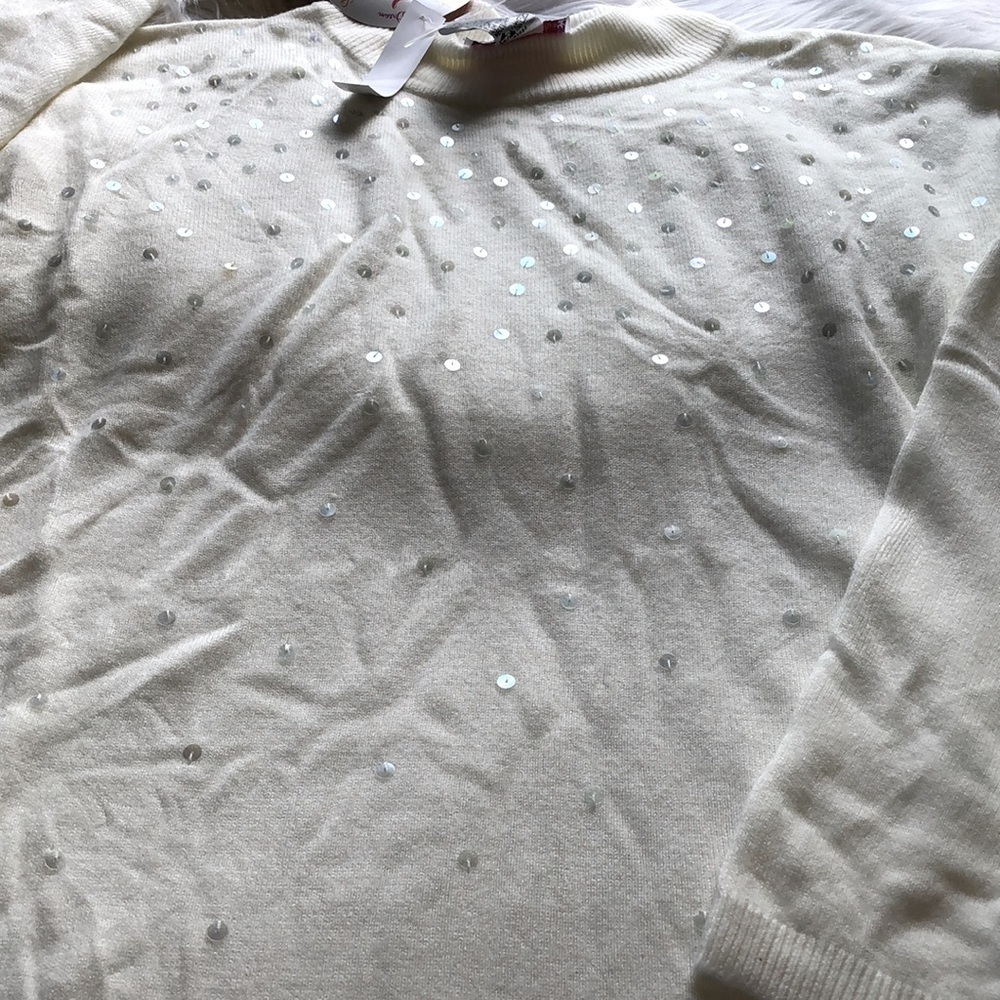 Quaker Factory Cream sequined sweater size 3X NWT - Picture 2 of 6